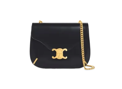 CELINE Chain Besace Triomphe In Shiny Calfskin "Black"