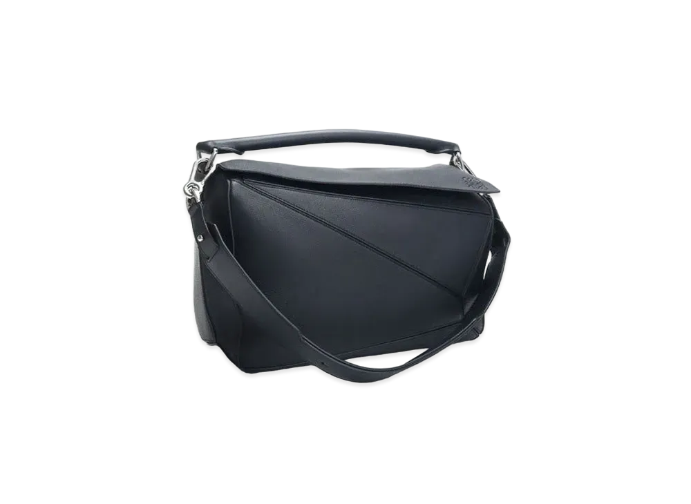 LOEWE Large Puzzle Bag In Soft Grained Calfskin "Black"