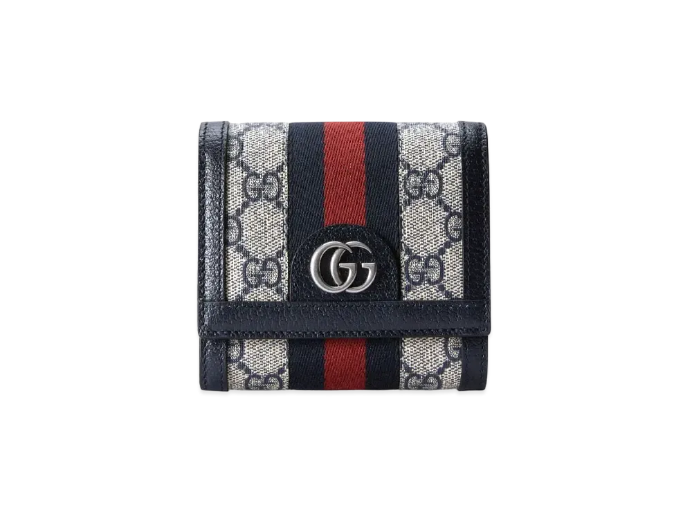 GUCCI Ophidia GG Card Case Wallet Supreme Canvas "Beige/Blue"