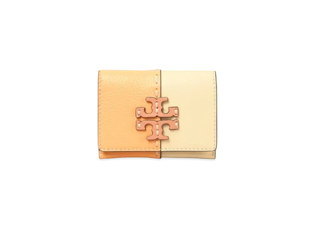 Tory Burch McGraw Color-Block Flap Card Case "Jackfruit/Buttermilk"