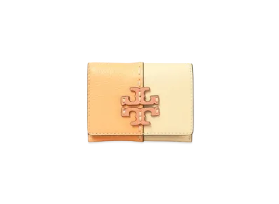 Tory Burch McGraw Color-Block Flap Card Case "Jackfruit/Buttermilk"