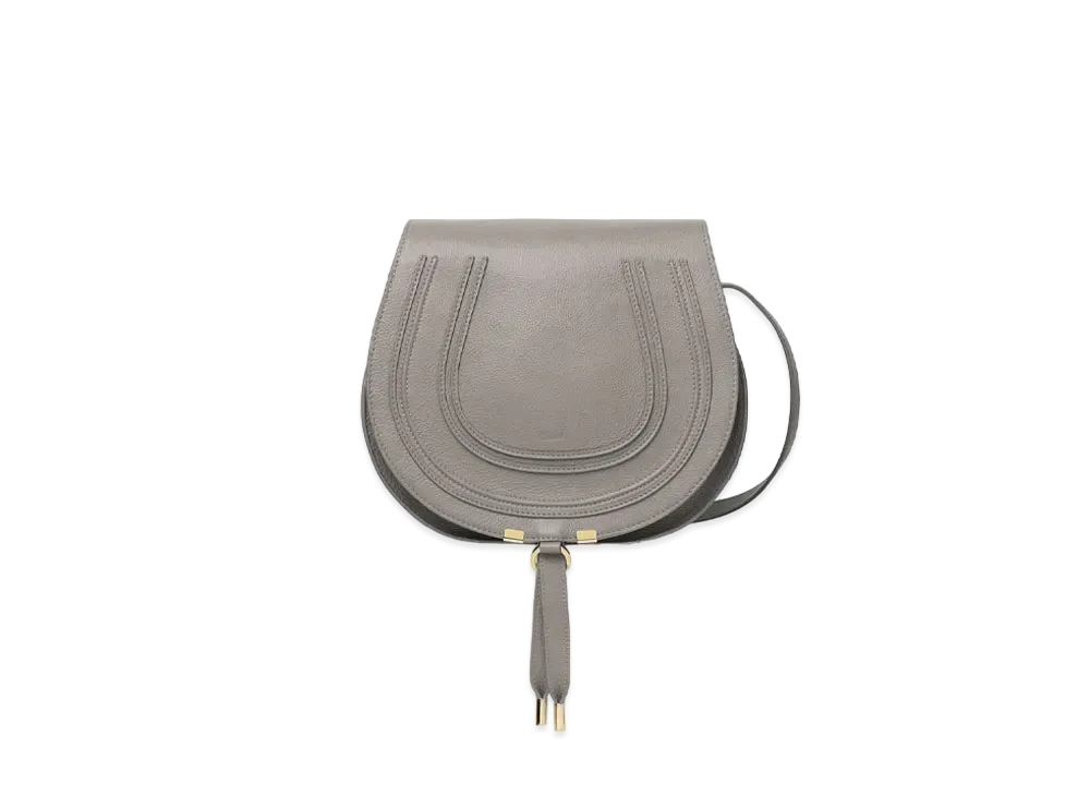 Chloe Marcie Medium Saddle Bag In Grained Calfskin "Grey"