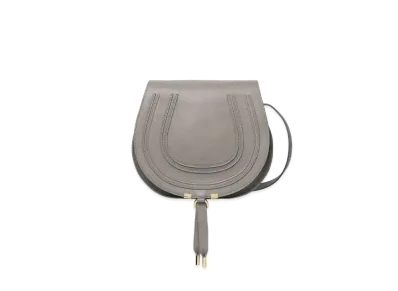 Chloe Marcie Medium Saddle Bag In Grained Calfskin "Grey"