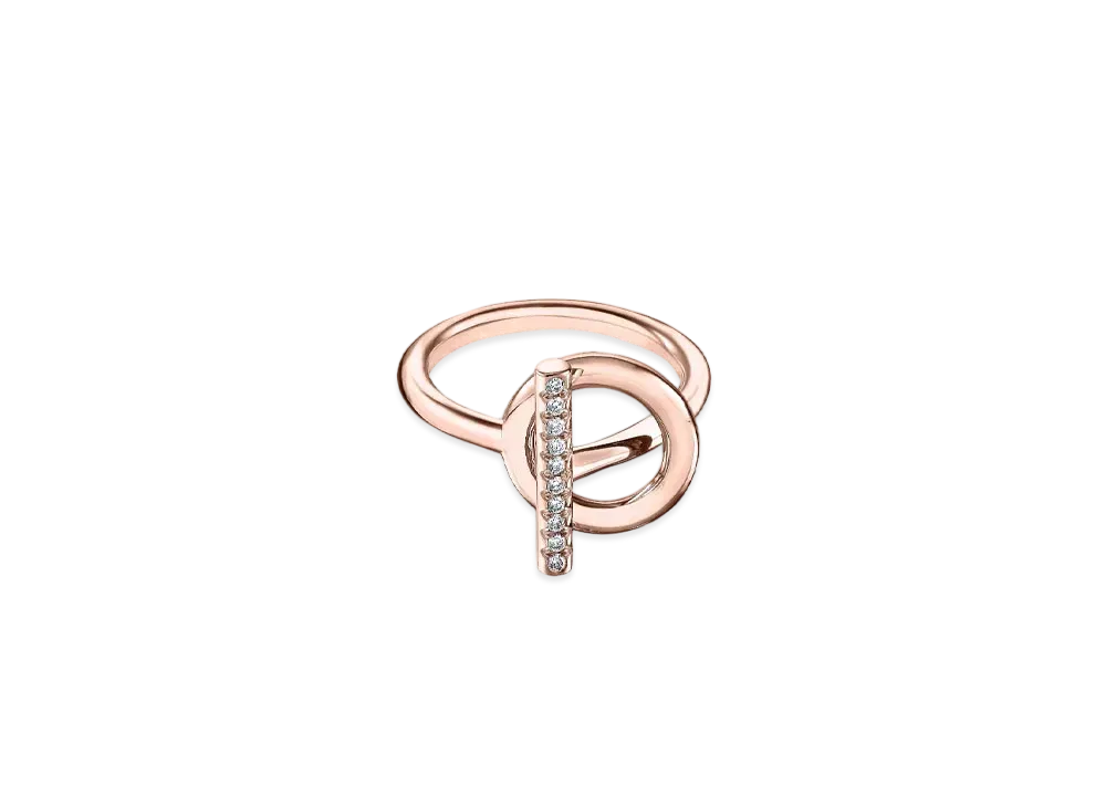 Hermes Echarpe Ring PM "Pink Gold/Diamond"
