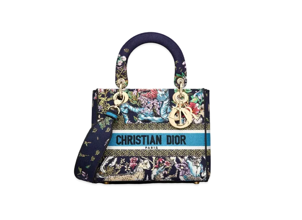 Dior Lady D-Lite Medium Bag D-Constellation Embroidery "Blue"
