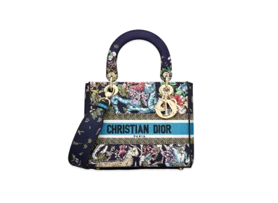 Dior Lady D-Lite Medium Bag D-Constellation Embroidery "Blue"