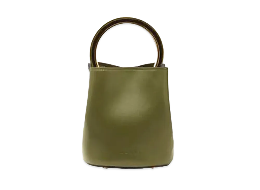 Marni PANNIER Bag in Calf Leather with Resin and Metal Handle "Green"