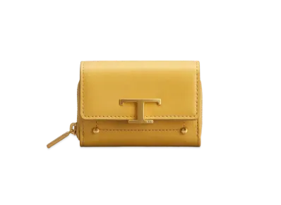 TOD'S T Timeles Leather Coin Case "Yellow"