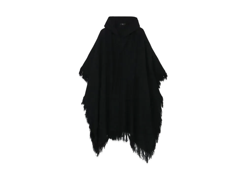 Yohji Yamamoto Y's W/FRINGE STOLE JACQUARD ASYMME CAPE PONCHO "Black"