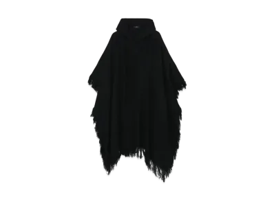 Yohji Yamamoto Y's W/FRINGE STOLE JACQUARD ASYMME CAPE PONCHO "Black"