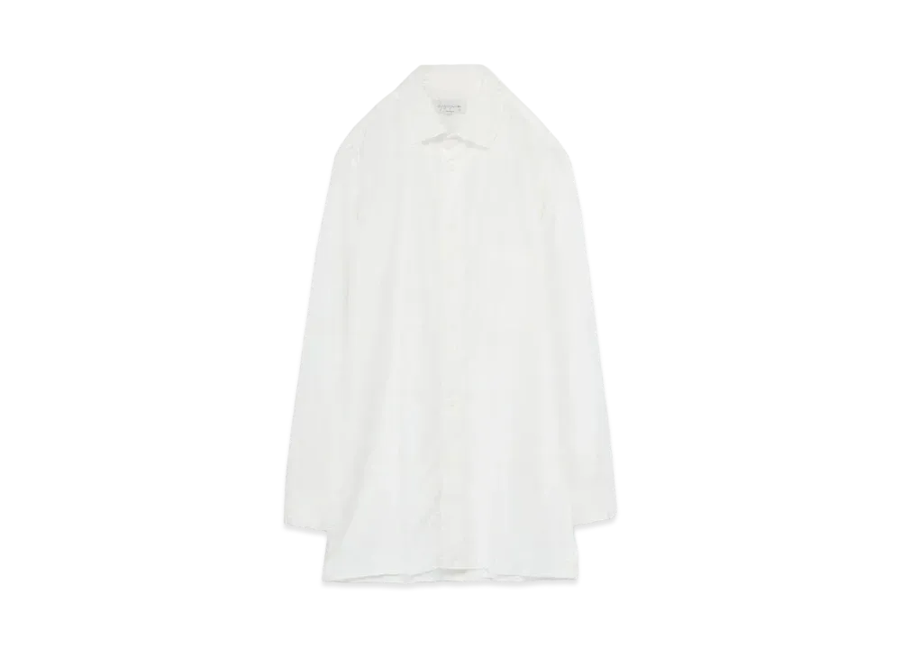 Yohji Yamamoto Pour Homme COTTON BROAD CHAIN STITCH COLLAR SHIRT "White"
