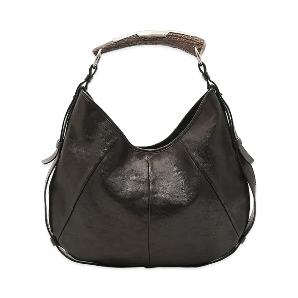 Saint Laurent Mombasa Leather One Shoulder Bag "Black"