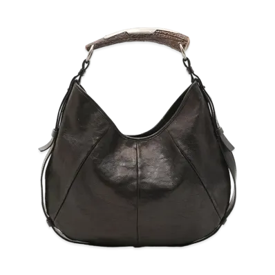 Saint Laurent Mombasa Leather One Shoulder Bag "Black"