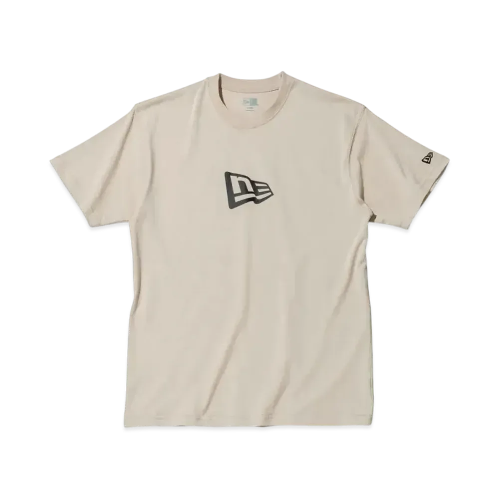 NEW ERA Short Sleeve Cotton T-shirt Flag Logo Mid Regular Fit "Greige"