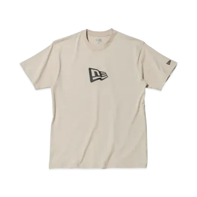 NEW ERA Short Sleeve Cotton T-shirt Flag Logo Mid Regular Fit "Greige"