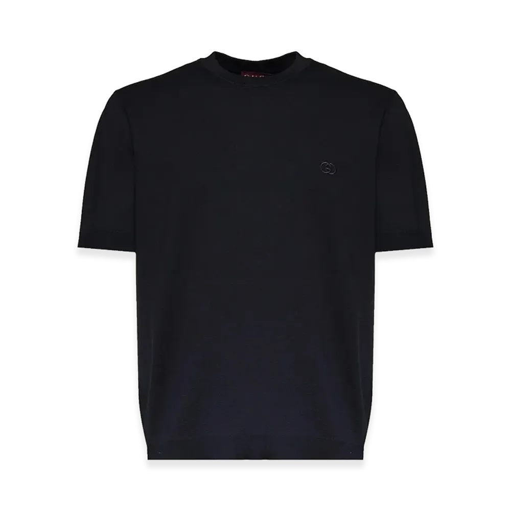 GUCCI Ss Cwneck Silk Cotton 4255 M Sapphire "Black"