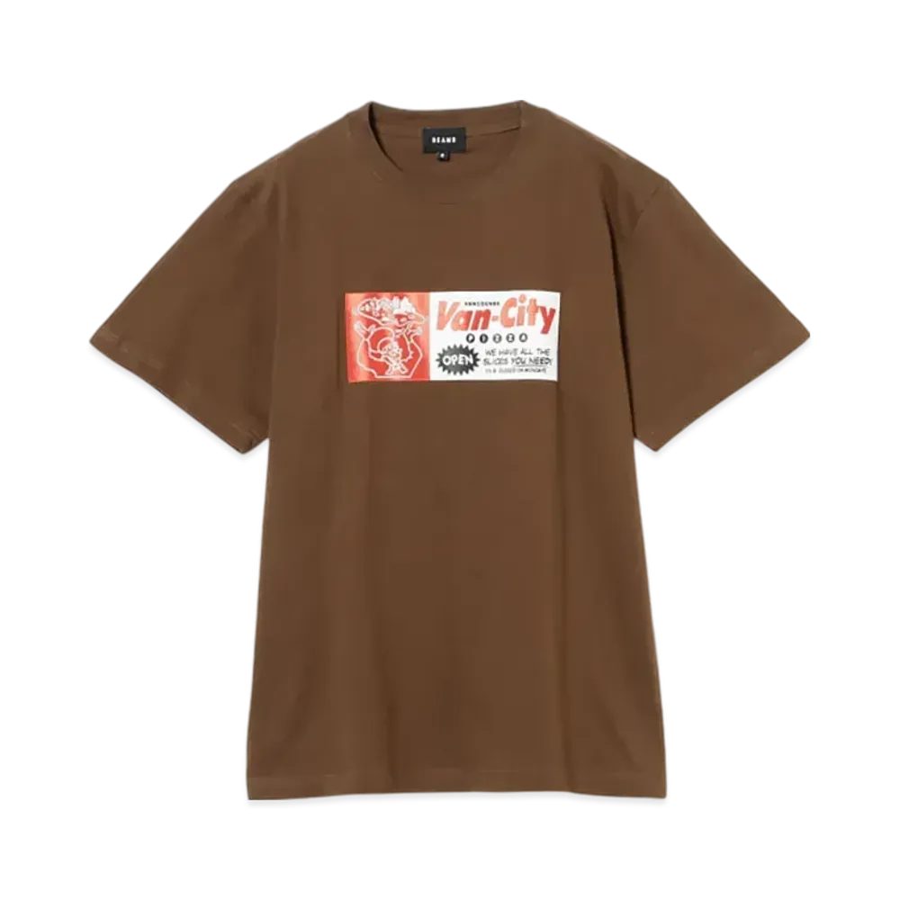 BEAMS Van-City Pizza T-Shirt "Brown"