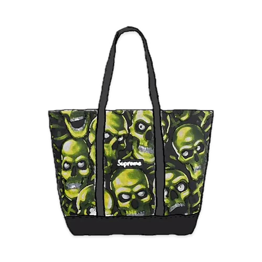 Supreme Skull Pile Denim Tote "Black"