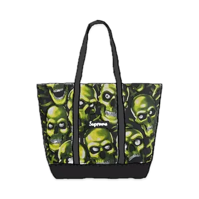 Supreme Skull Pile Denim Tote "Black"