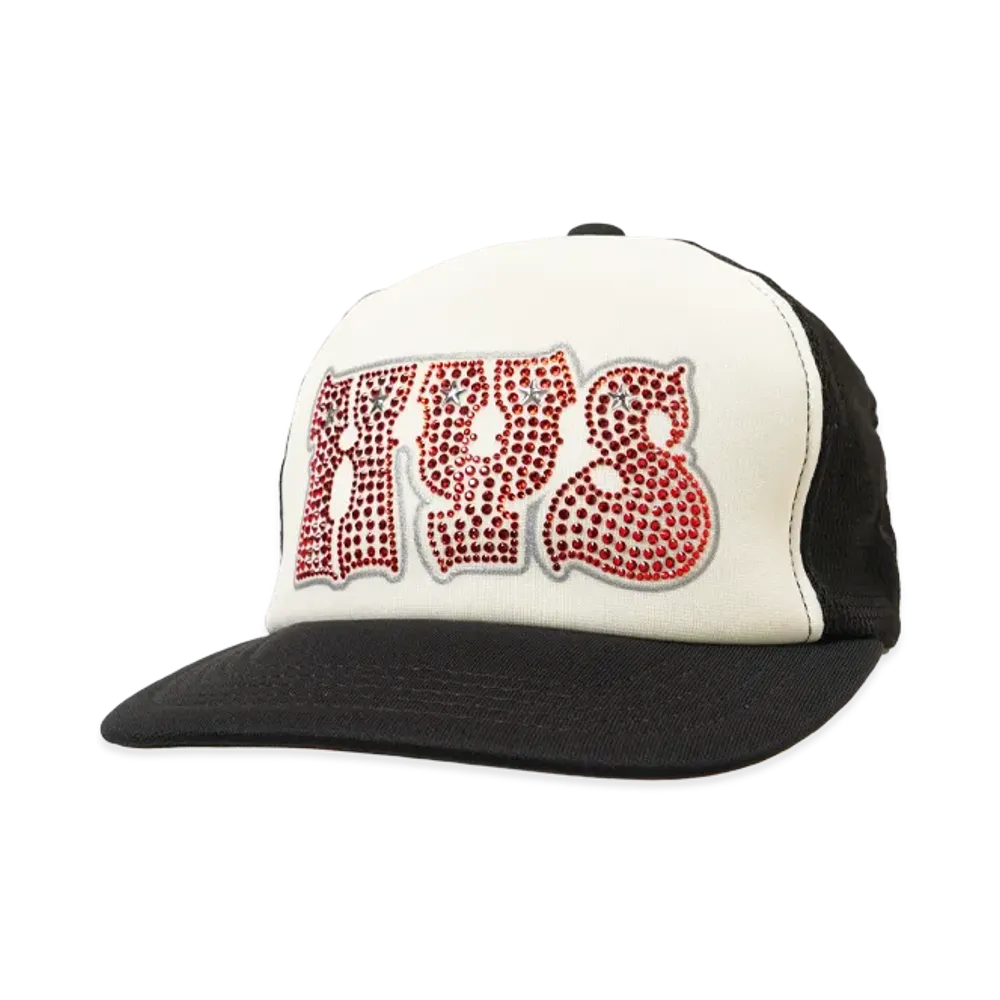 HYSTERIC GLAMOUR Hypnotized Logo Rhinestone Mesh Cap "Black"