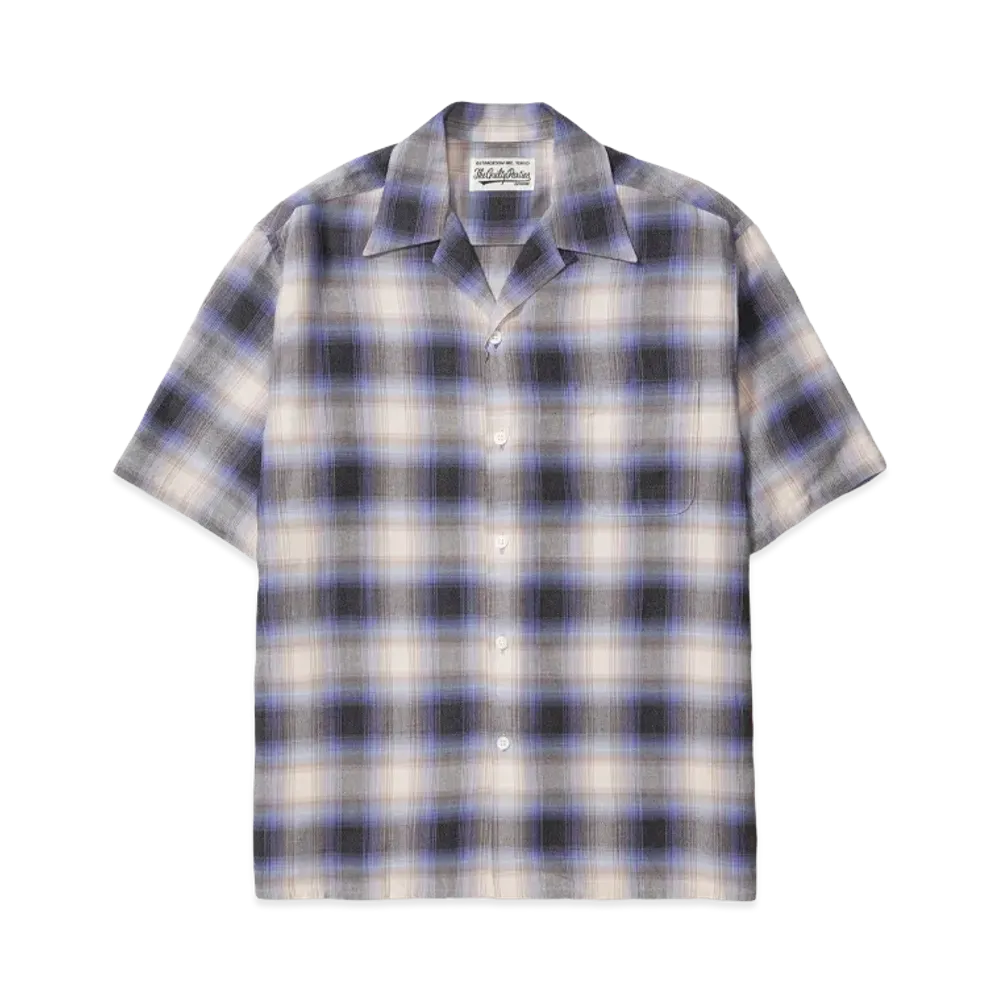 WACKO MARIA Check Open Collar Shirt "Blue"