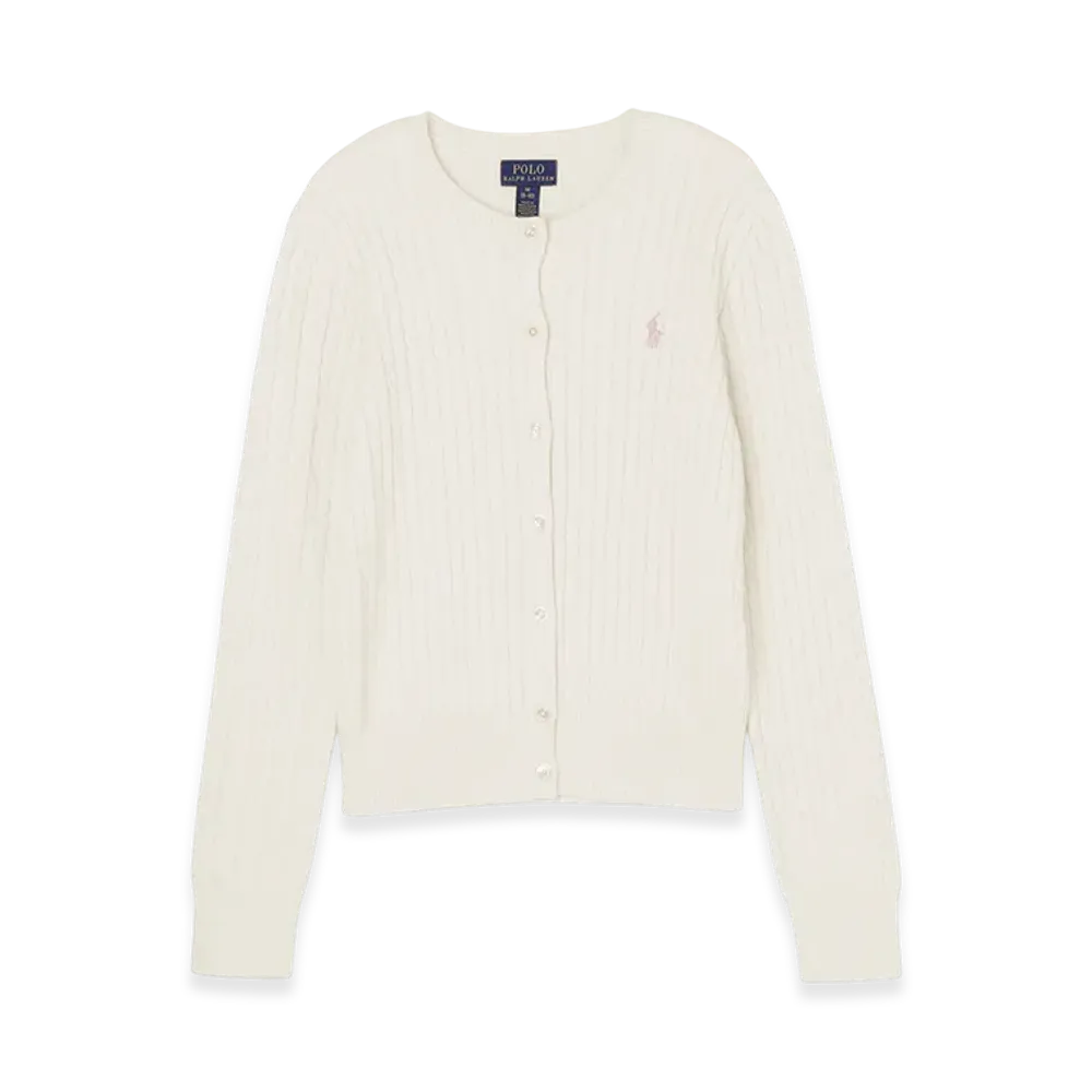 Polo Ralph Lauren Girls Mini Cable Cotton Cardigan "Warmwhite"