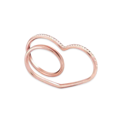 Hermes Vertige Coeur Double Ring MM "Pink Gold/Diamond"