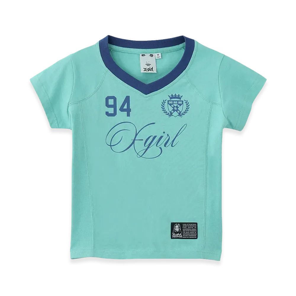 X-Girl Women's Studded Number S/S Baby Tee "Light Green"