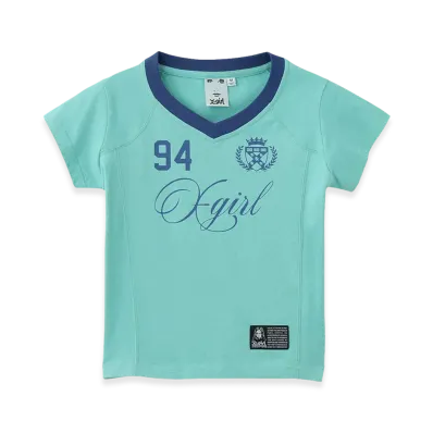 X-Girl Women's Studded Number S/S Baby Tee "Light Green"