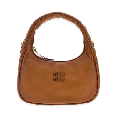 MIU MIU Women's Caramel Leather Wander Handbag "Brown"