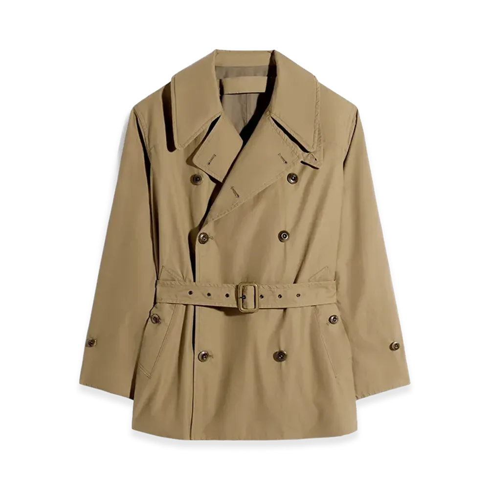LEMAIRE Women's Ventile Cotton Cropped Trench Coat "Khaki"