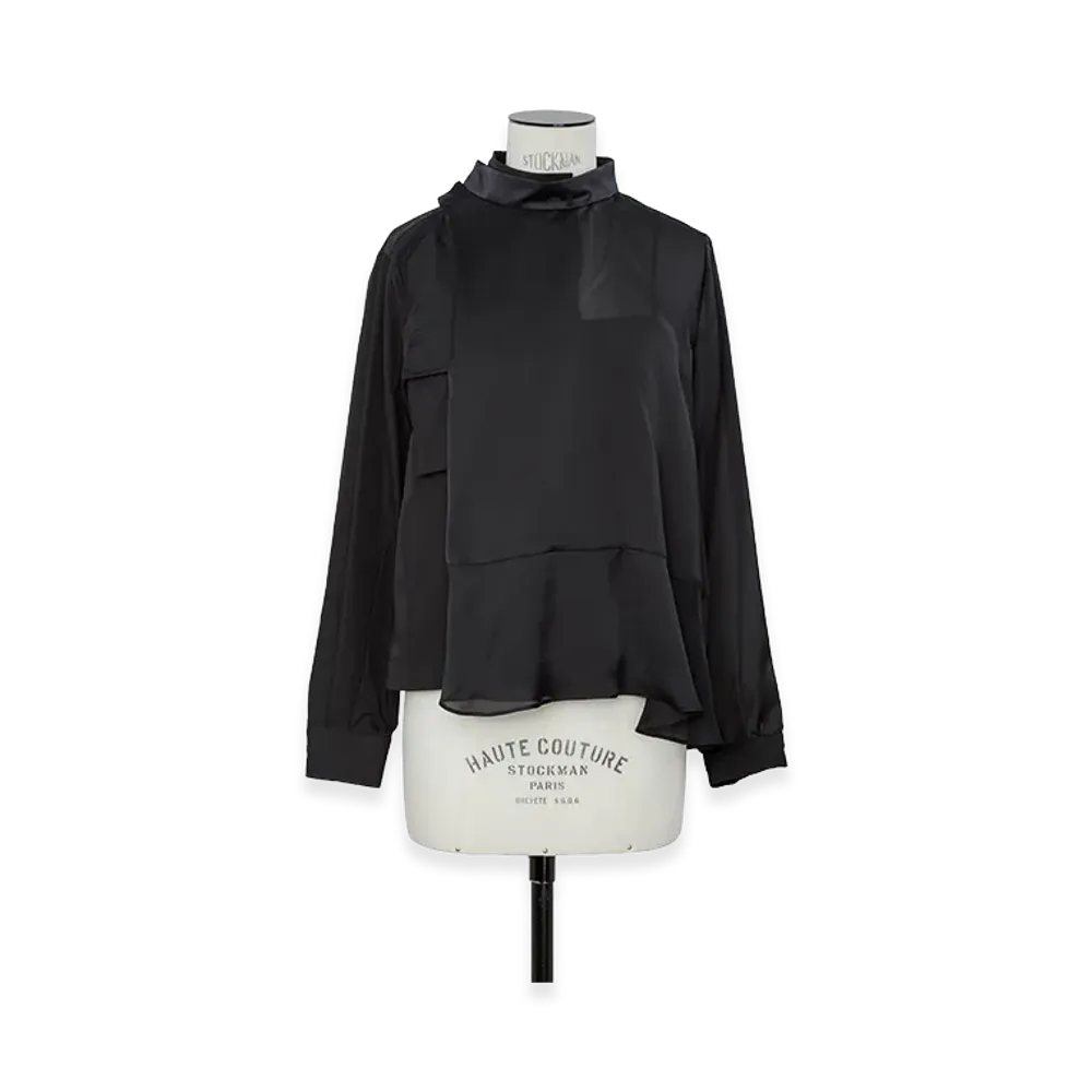 sacai Women's Poplin x Satin Blouse "Black"