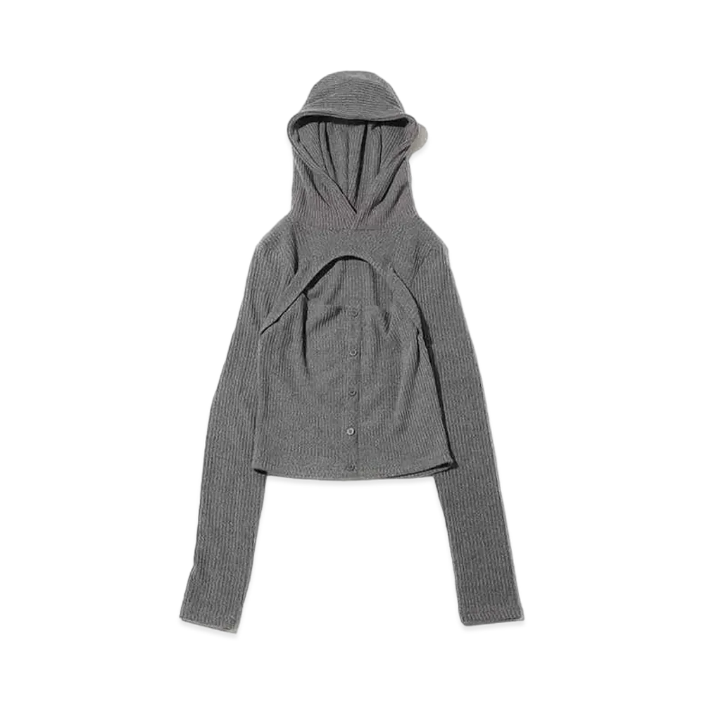 atmos pink Layered Knit Hoodie "Gray"
