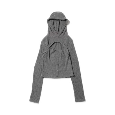 atmos pink Layered Knit Hoodie "Gray"