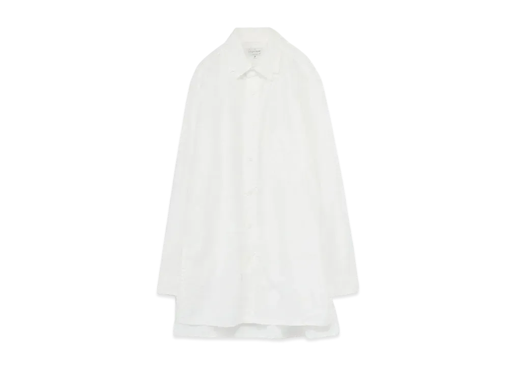 Yohji Yamamoto Pour Homme COTTON BROAD CHAIN STITCH DOUBLE COLLAR SHIRT "White"