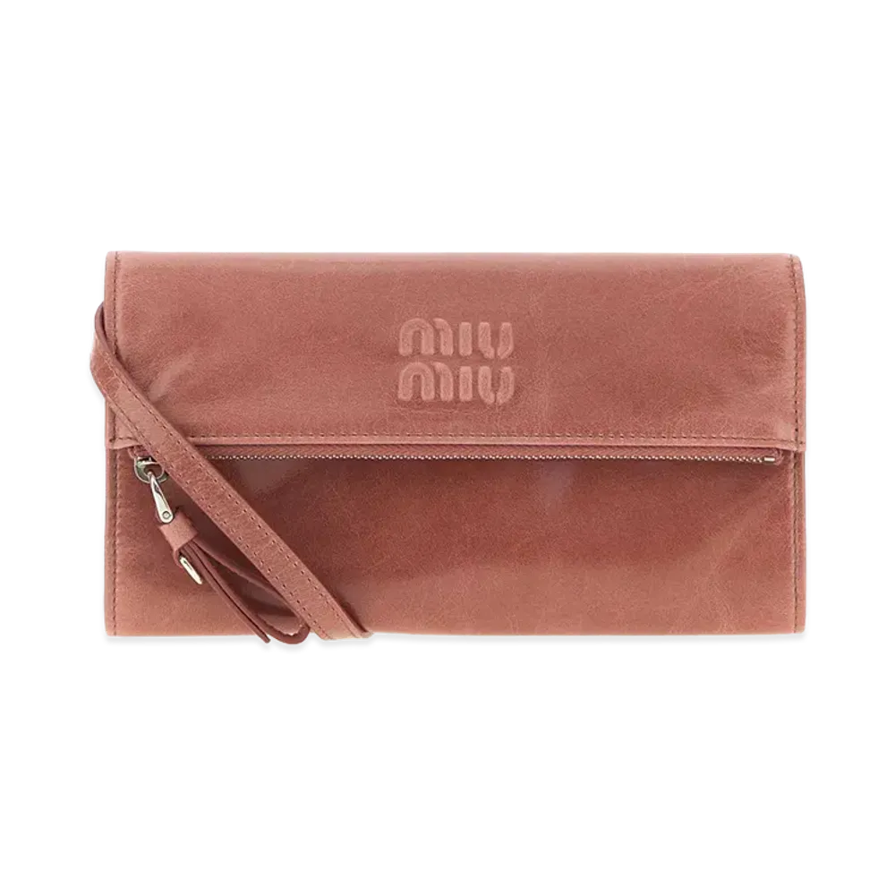 MIU MIU Women's Leather Pouch "Antiqued Pink"