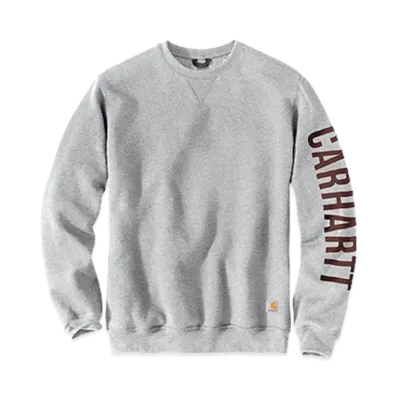 Carhartt Midweight Crew Neck Logo Sleeve Graphic Sweatshirt "Heather Gray"