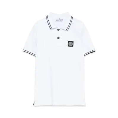 Stone Island Kids Compass Logo Polo Shirt "White"