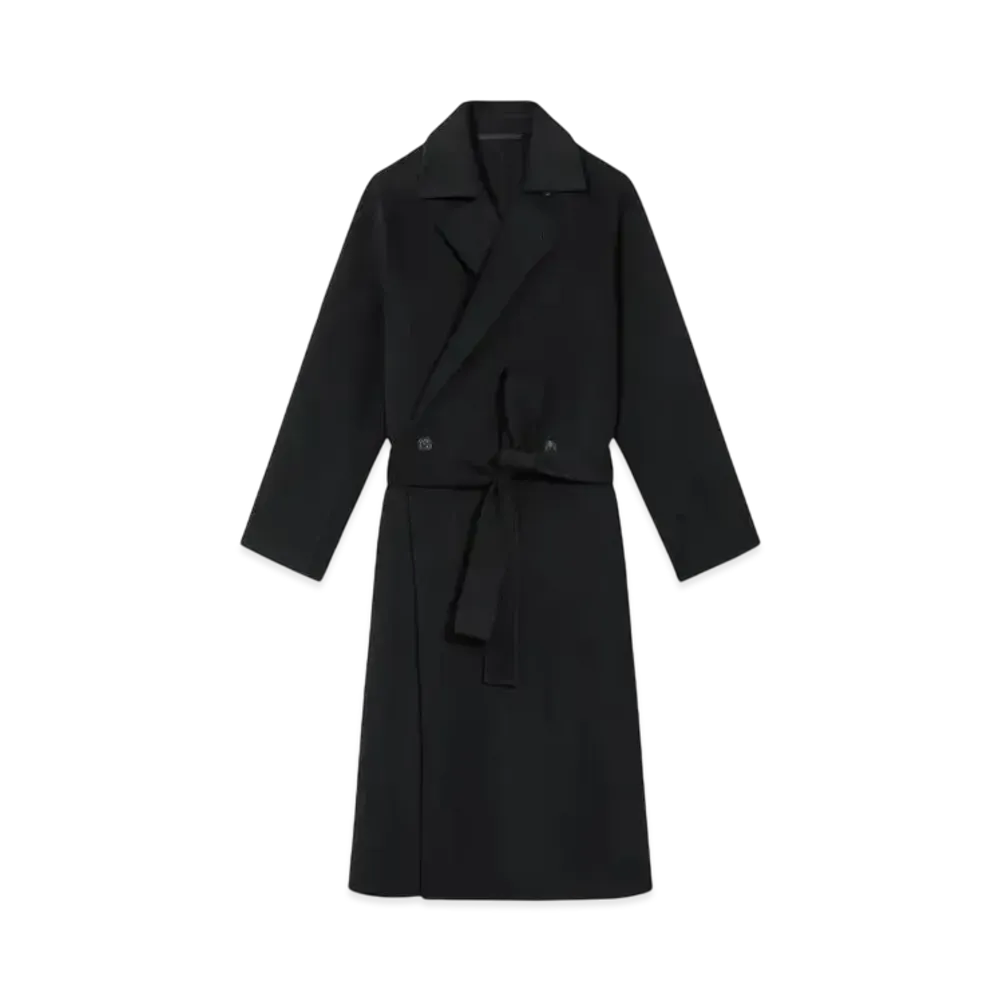 KENZO Long Belt Coat in Wool & Cashmere "Black"