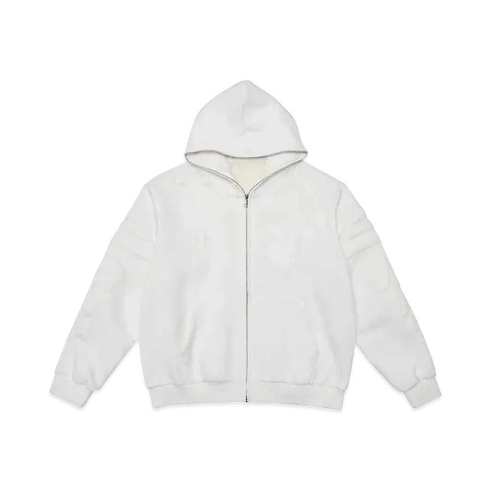 MR. ENJOY DA MONEY Sponge Filling Embroidered Zip Hoodie "White"
