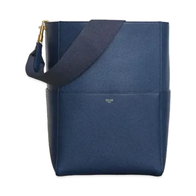 CELINE Sangle Bucket Calfskin Shoulder Bag "Blue"