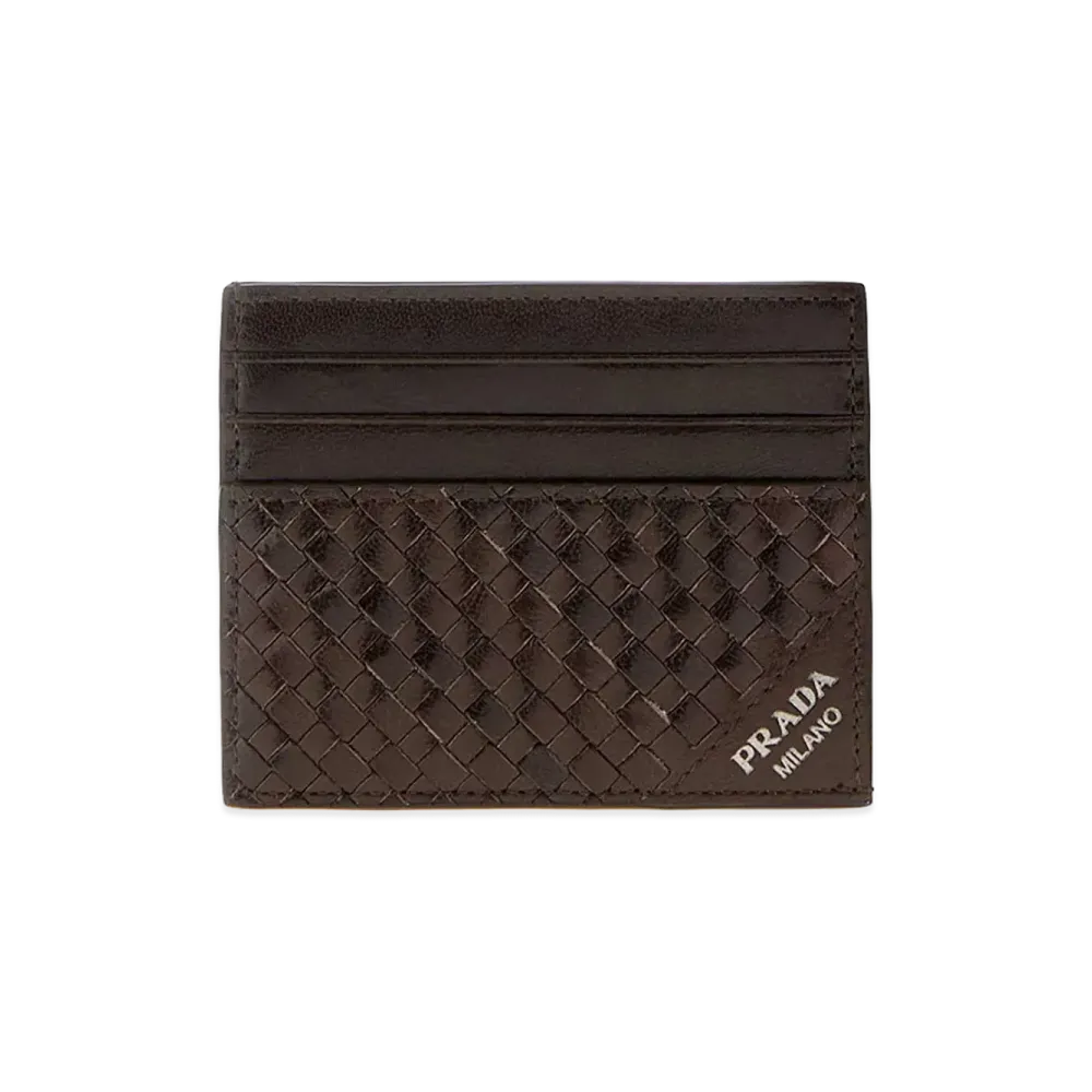 PRADA Leather Card Holder "Dark Brown"