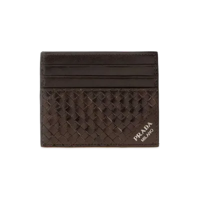 PRADA Leather Card Holder "Dark Brown"