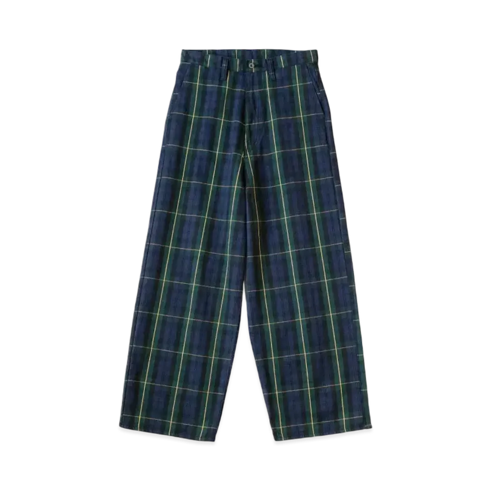 KAPITAL 11oz Tartan Check Baggy Port Pants "Green Yellow"