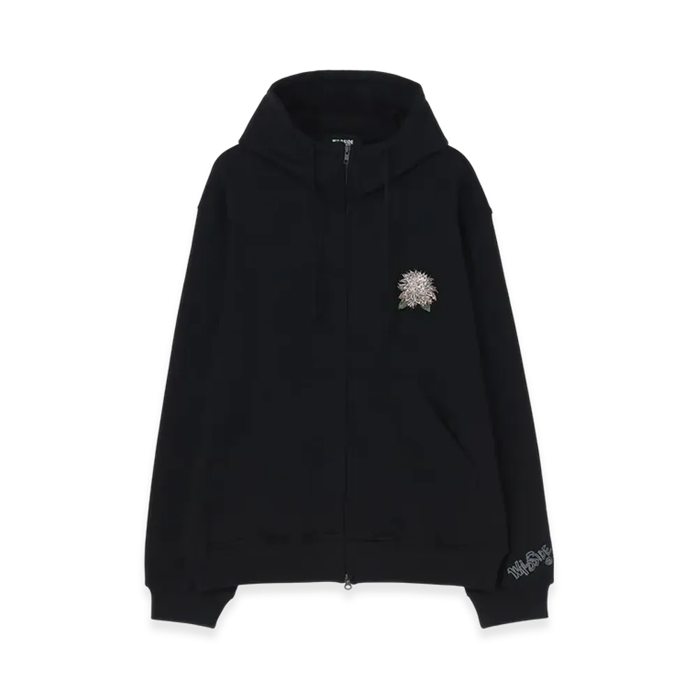 WILDSIDE YOHJI YAMAMOTO Embroidery Dahlia Zip Hoodie "Black"