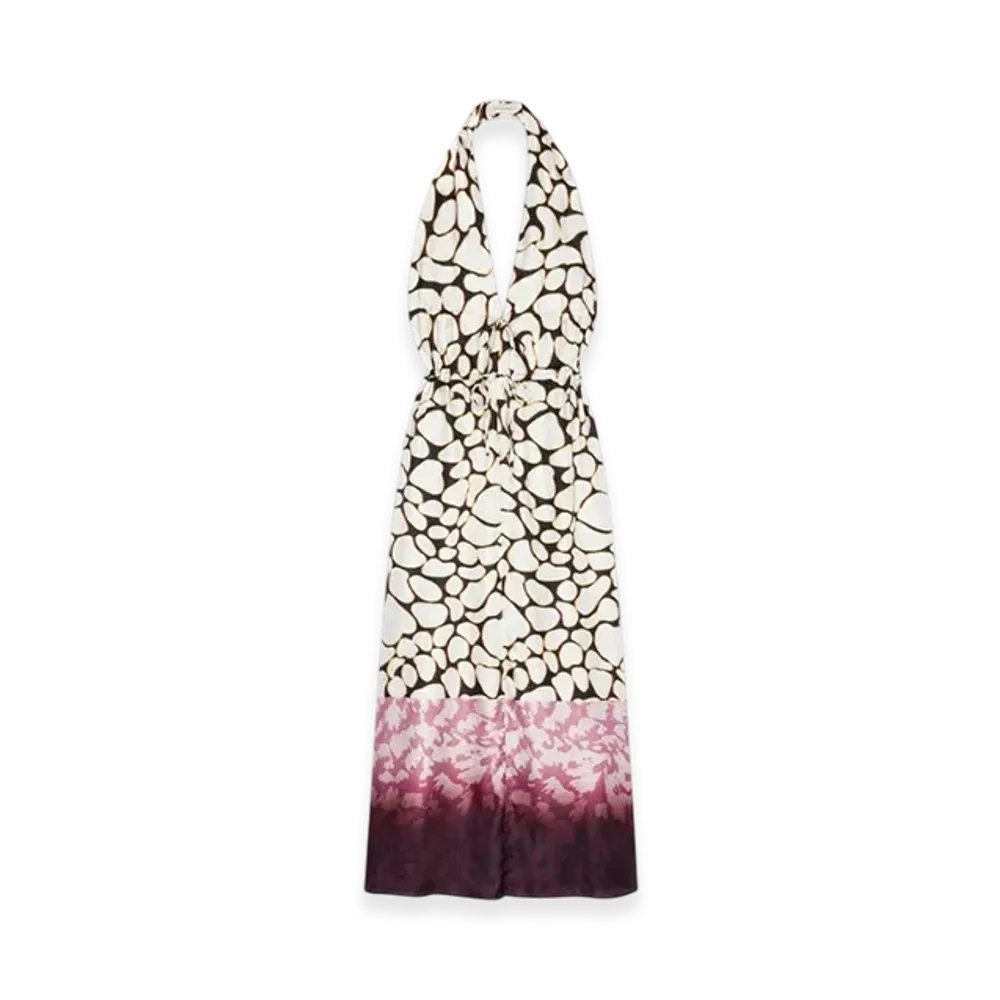 DRIES VAN NOTEN Women's Silk Halter Dress "Off White"