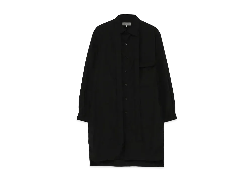 Yohji Yamamoto Pour Homme COTTON BROAD CHAIN STITCH BROAD DESIGN COLLAR BLOUSE "Black"
