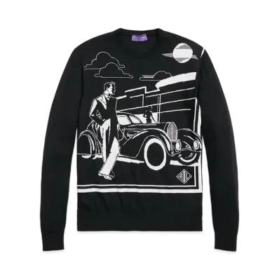 Ralph Lauren Purple Label Cashmere Graphic Sweater "Black"