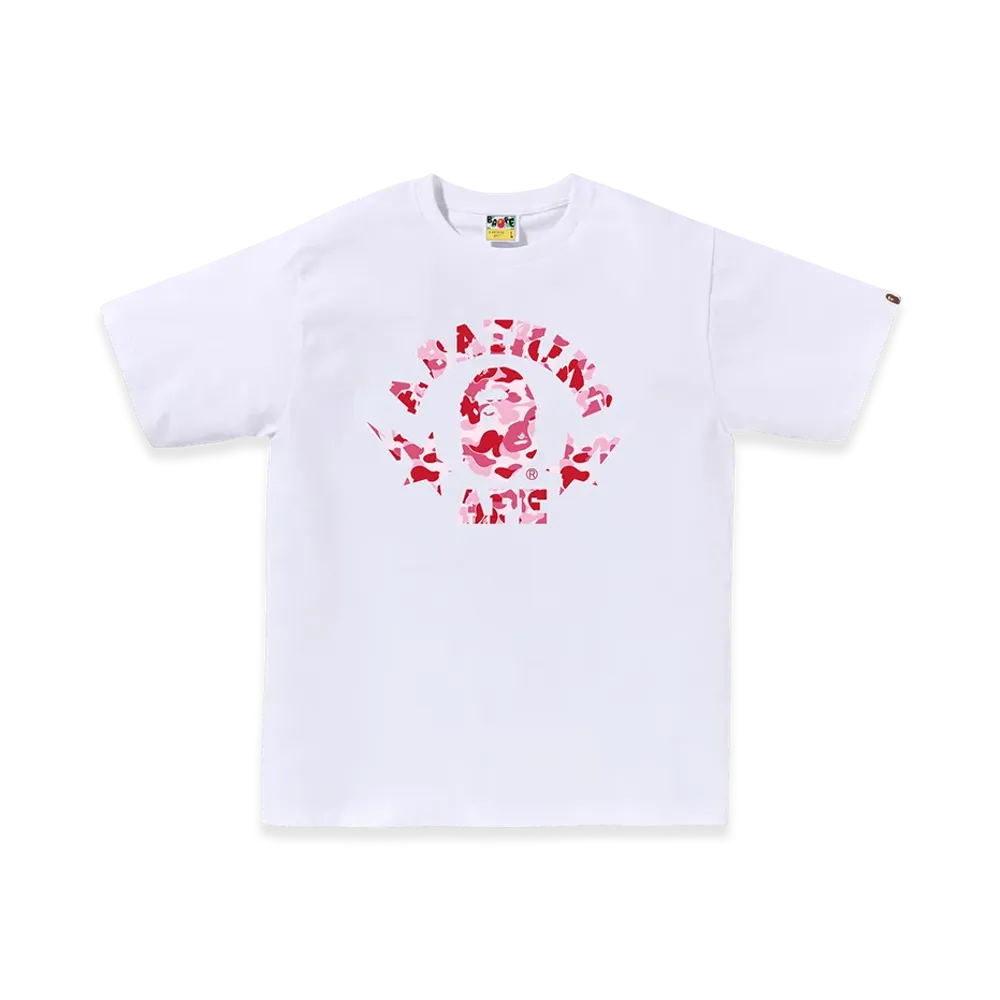 A BATHING APE Abc Camo Sta College Tee "White/Pink"