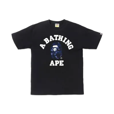 A BATHING APE COLOR CAMO COLLEGE TEE "Black/Navy"